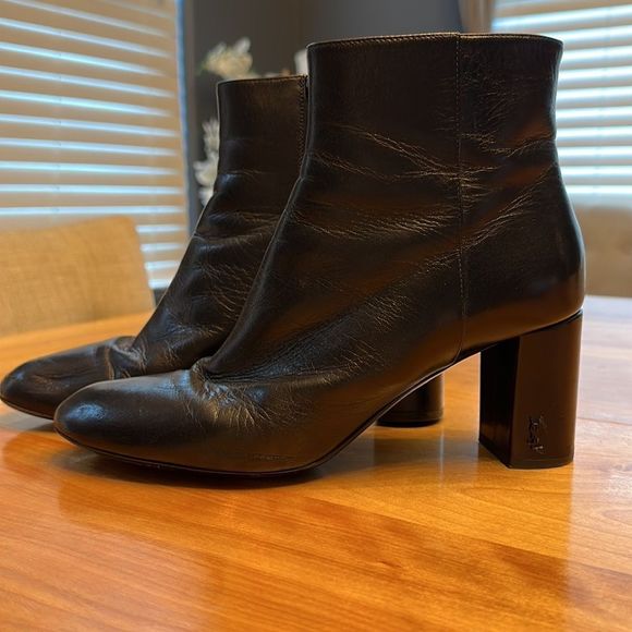 YSL Saint Laurent boot size 40 1/2 black leather - Picture 8 of 16